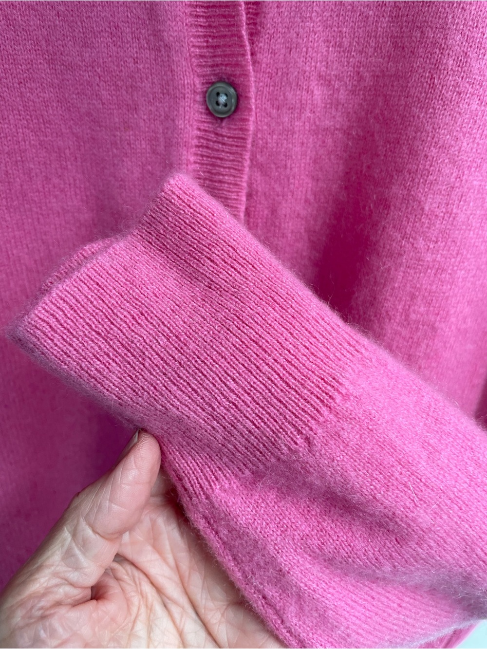 Hudson North Cashmere Crewneck Button-Front Sweater - Pink Size S/M - Picture 5 of 11